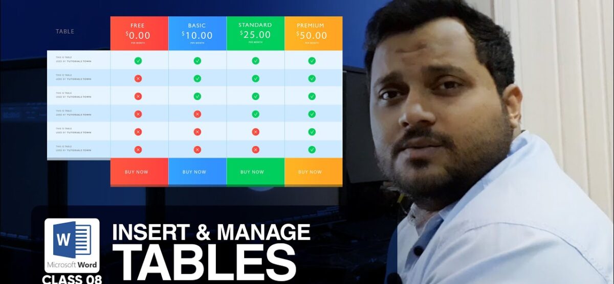 Create and Managing Tables | Class 8 | Microsoft Word Complete Training Course | اردو / हिंदी