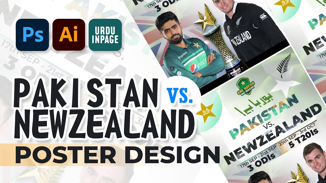 Cricket Series Poster Design | PAKvsNZ – اردو / हिंदी`