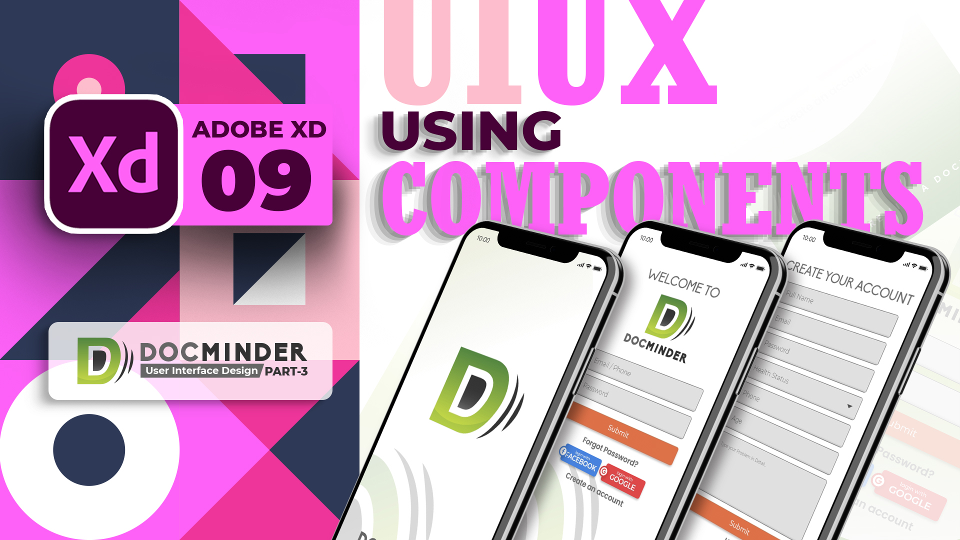 Components | Docminder App-3 | #09 | Adobe XD | Urdu & Hindi