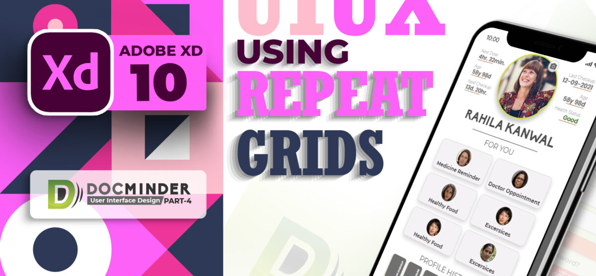 Repeat Grids | Docminder App-4 | #10 | Adobe XD | Urdu & Hindi